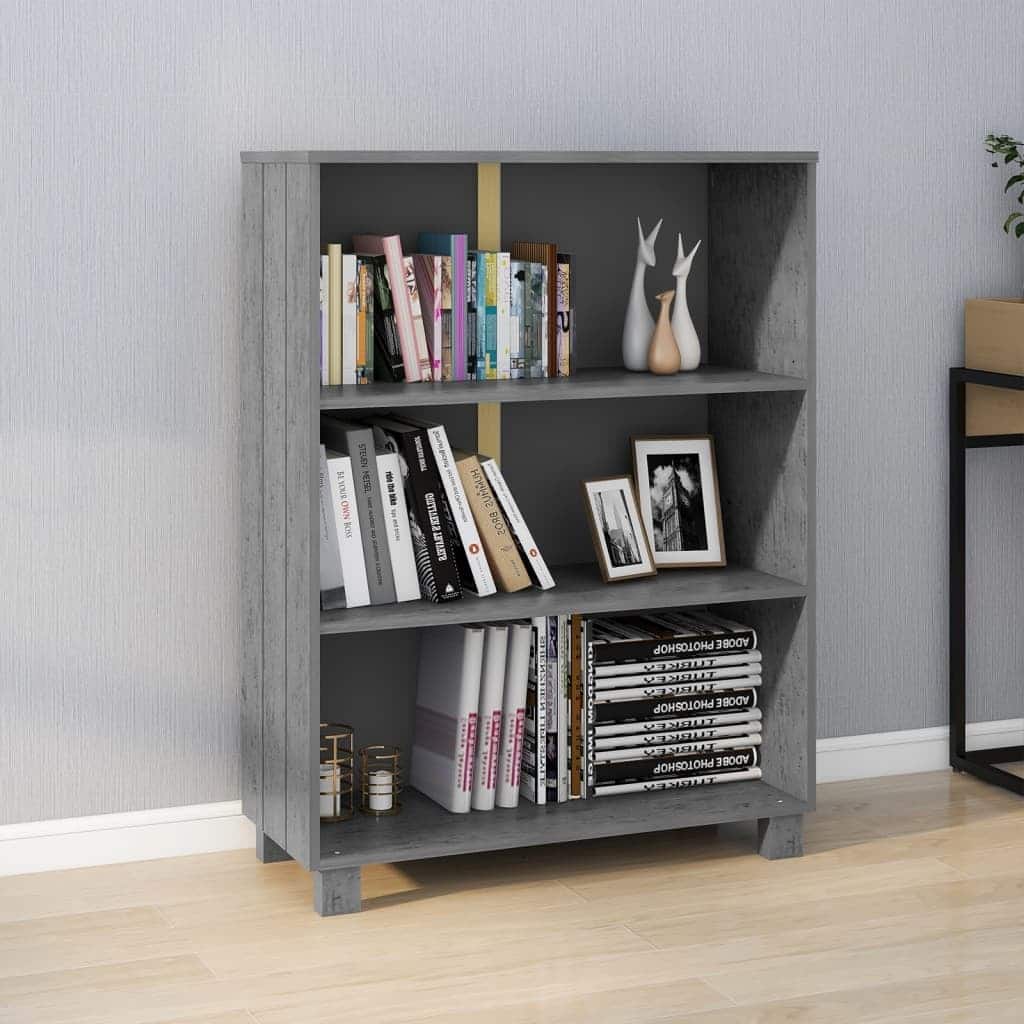 vidaXL Bookshelf Book Rack Bookcase Book Cabinet HAMAR White Solid Wood Pine - 33.5" x 13.8" x 44.1"