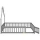 preview thumbnail 9 of 7, Grey Full Size Pine Wood House-Shaped Headboard Floor Bed with Fence for Kids, Boys and Girls