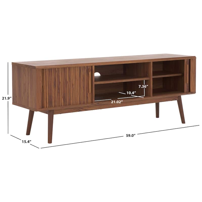 SAFAVIEH Aphra 2-Door 2-Shelf Entertainment Media Stand (Fits up to 65" Flatscreen TV) - 59 in. x 15.4 in. x 21.9 in.