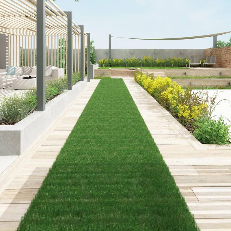 Timechee Faux Green Grass Turf Indoor/ Outdoor Rug