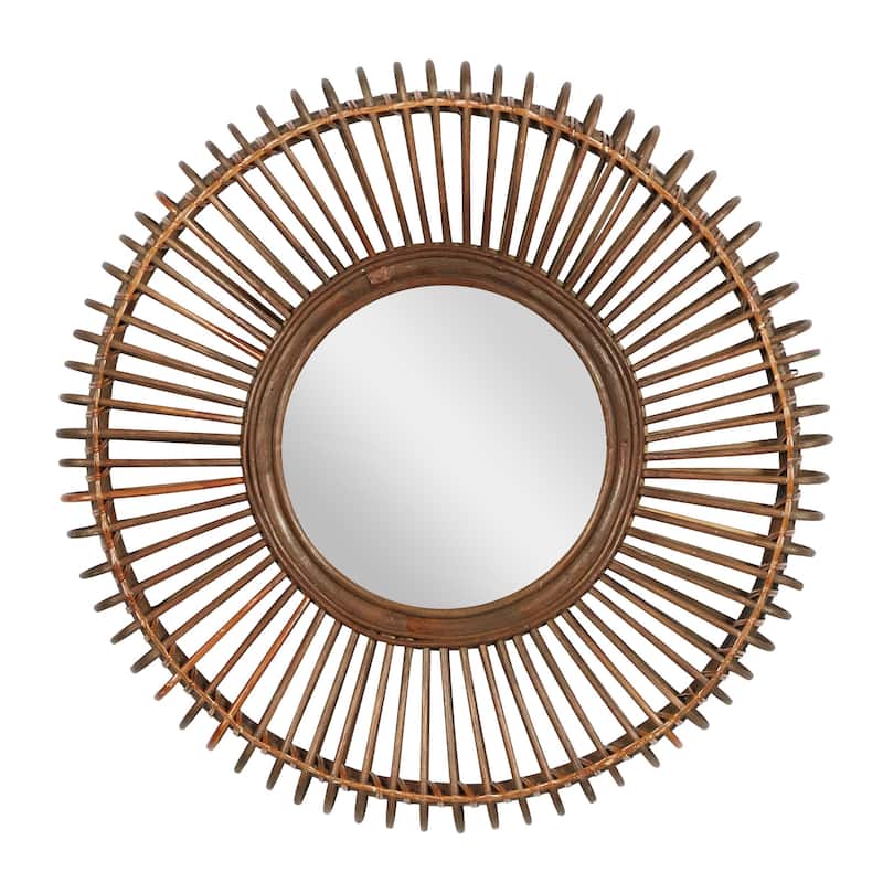 Wood Starburst Wall Mirror - Brown - Roche River Decor - Brown