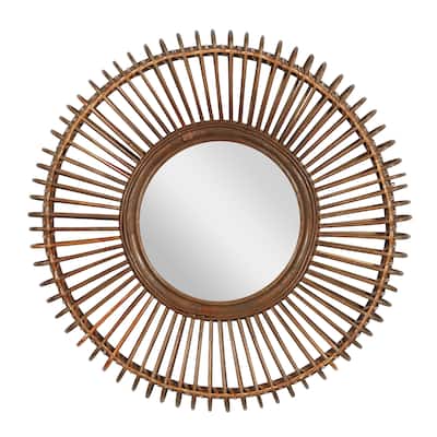 Wood Starburst Wall Mirror - Brown - Roche River Decor