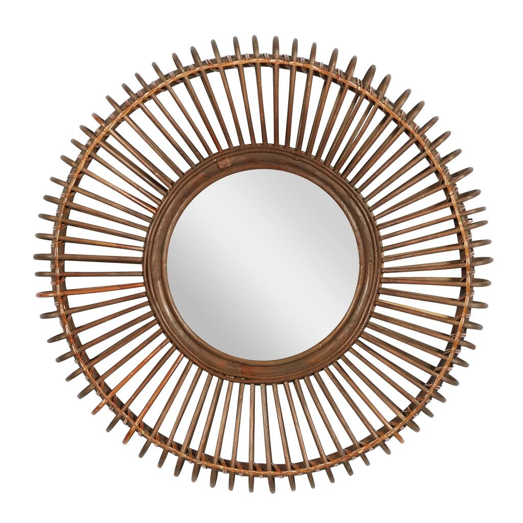 Wood Starburst Wall Mirror - Brown - Roche River Decor