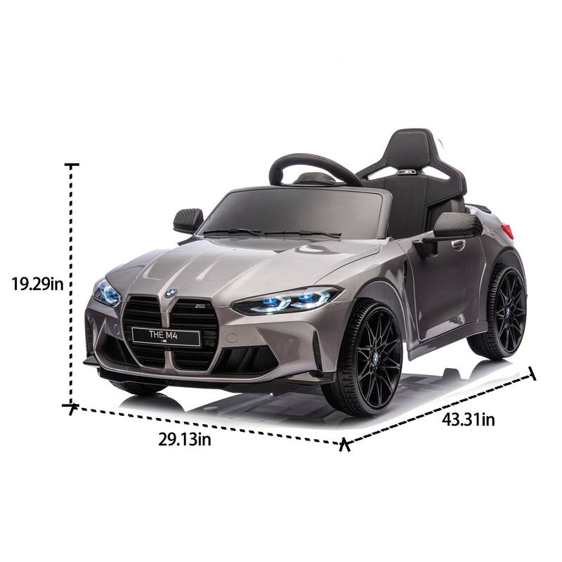 BMW M4 24V Kids Ride On Car with Remote Control, 3-Speed, Bluetooth, USB/MP3, LED Lights, Story Mode & Pull Handle Design