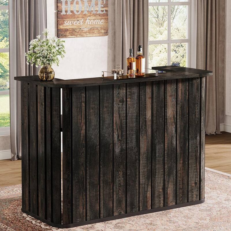 63-Inch Home Bar Unit, Farmhouse Liquor Bar Table