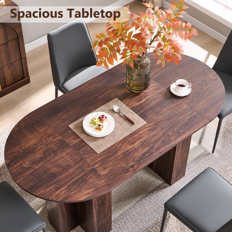 Modern 63" Oval Dining Table, Kitchen Table with Sturdy T-Shaped Base