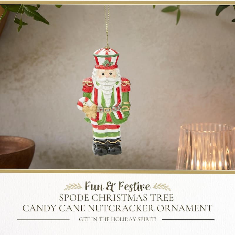 Spode Tree Candy Cane Nutcracker Ornament
