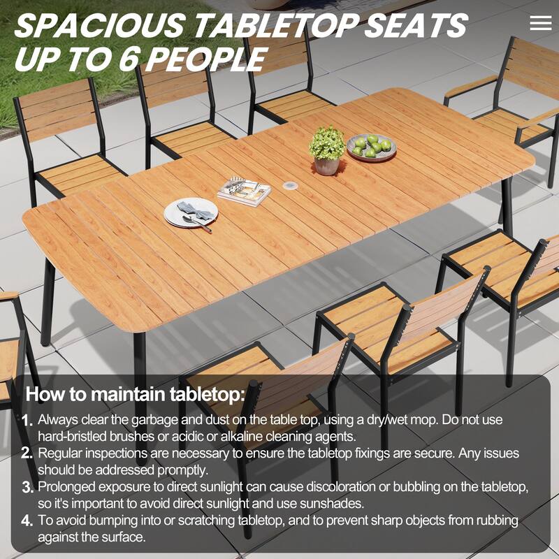 Outdoor 7/9-Piece Patio Dining Set Rectangular Dining Table with Stackable Chairs