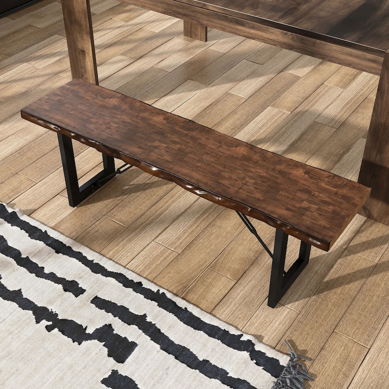 Mass 54" Farmhouse Wood Dining Bench with Metal Legs by Furniture of America