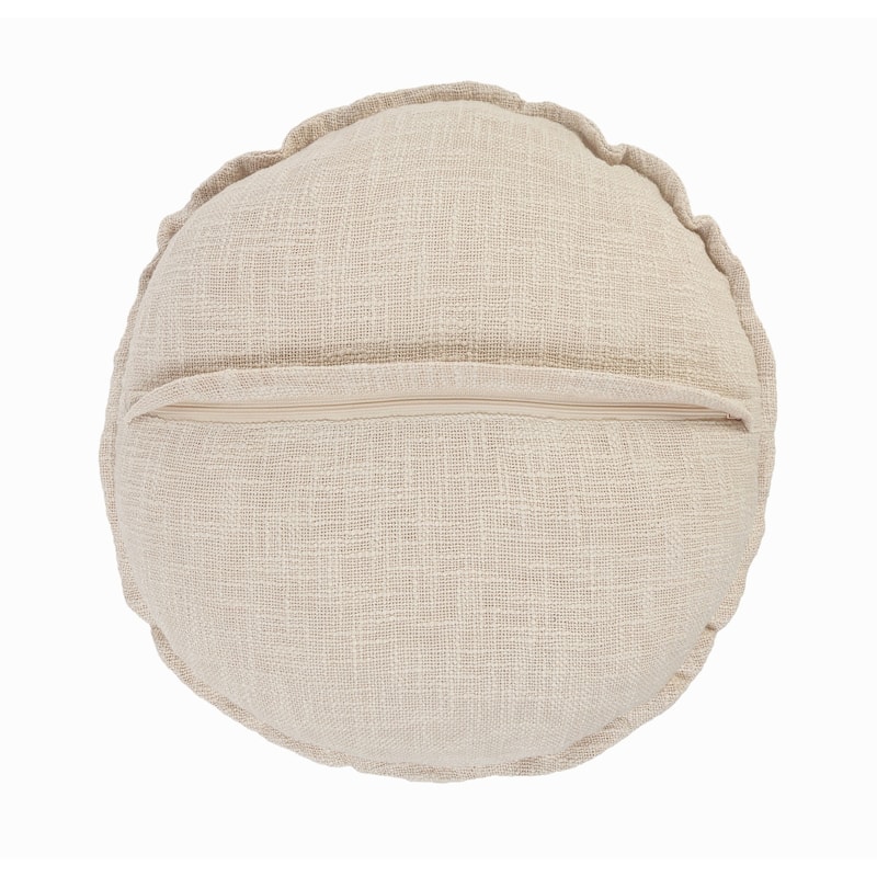 HomeRoots 20" X 20" Beige Round Cotton Throw Pillow