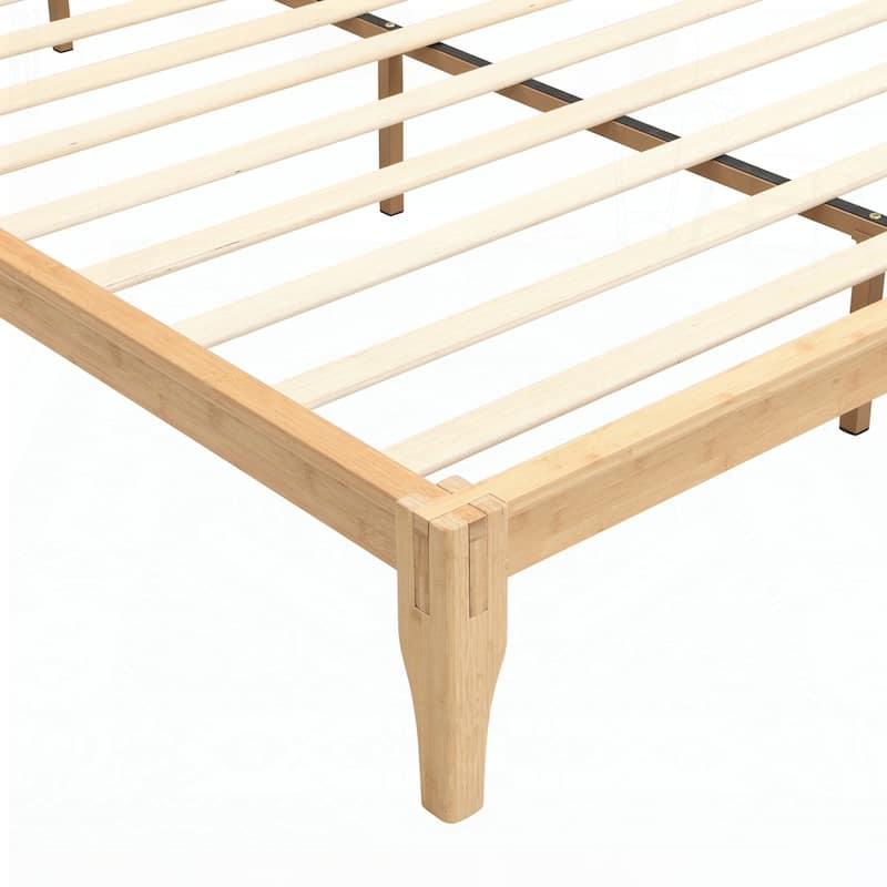 Bamboo Wood Platform Bed with Wood Slat Support