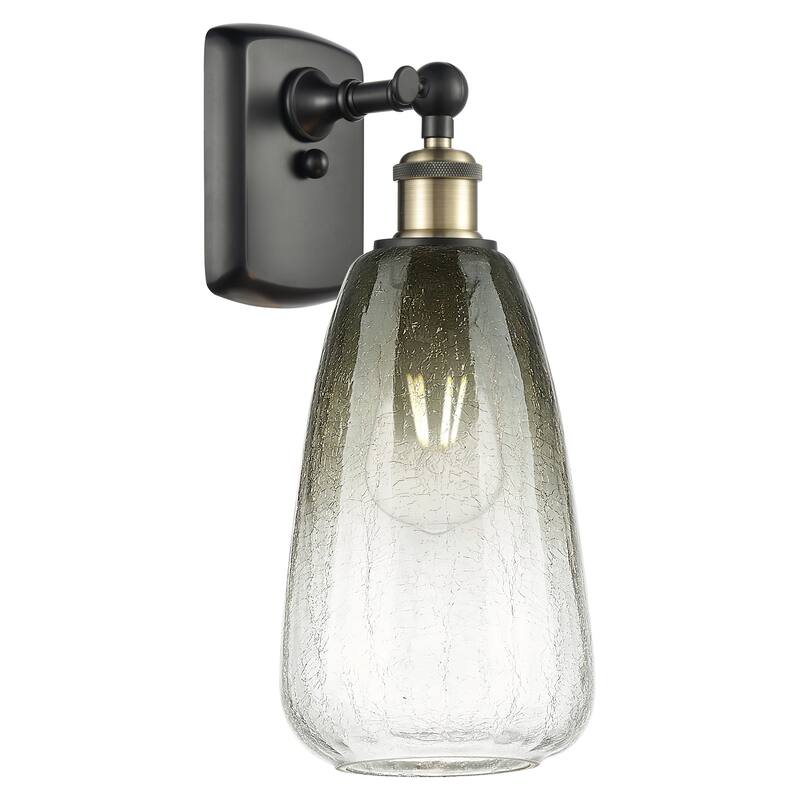 Innovations Lighting 516-1W-14-6 Brookhaven Almond Sconce Brookhaven - Black Antique Brass / Slate