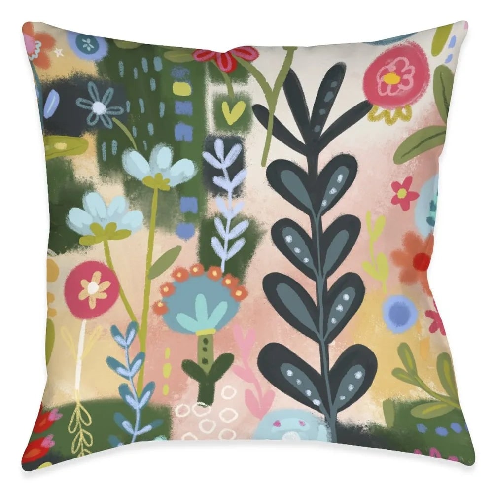 Laural Home Floral Party Green Outdoor Decorative Pillow