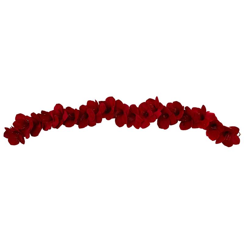 5' x 5" Amaryllis Silk Artificial Christmas Garland, Unlit
