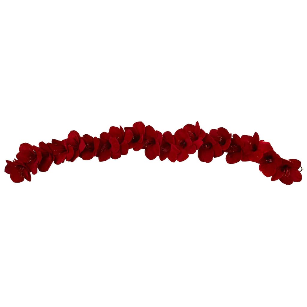 5' x 5" Amaryllis Silk Artificial Christmas Garland, Unlit