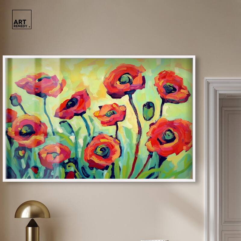Red Poppy Field I Shadowbox by Art Remedy
