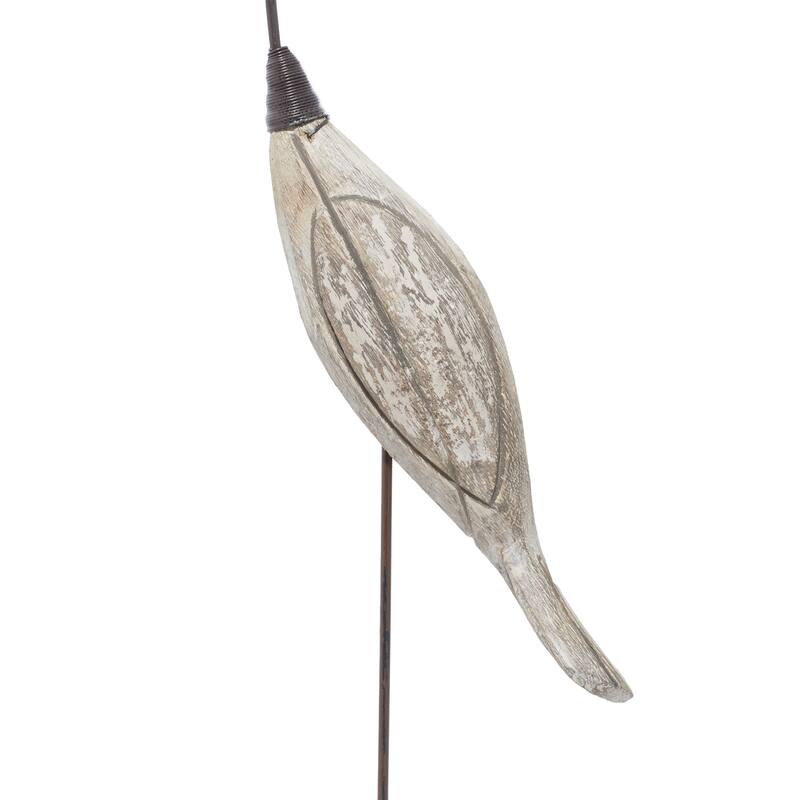 Brown Wood Bird Decorative Sculpture (Set of 2)