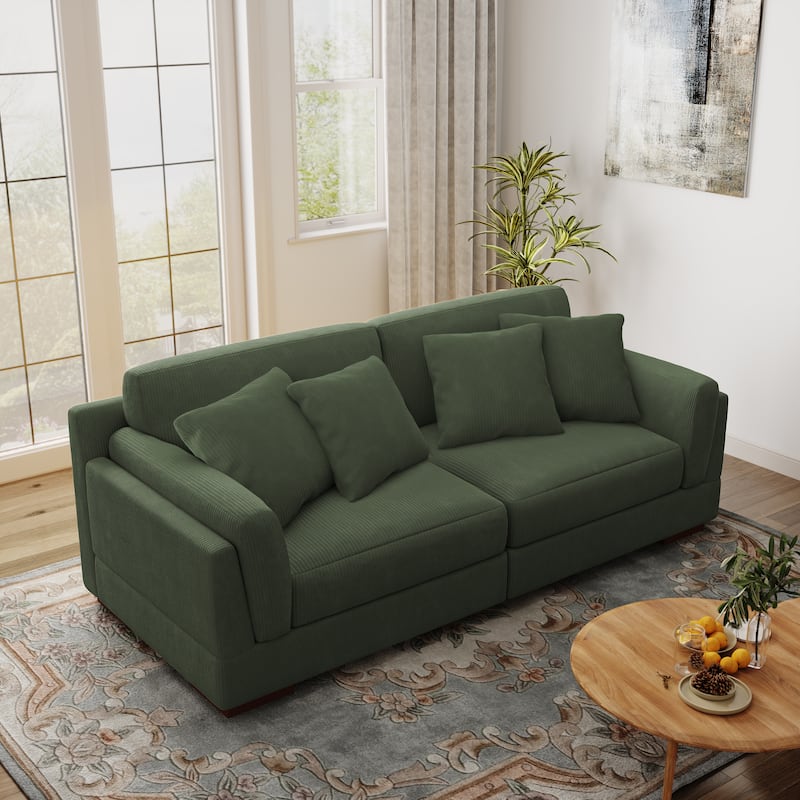 90.2"W Corduroy Upholstered Living Room Sofa