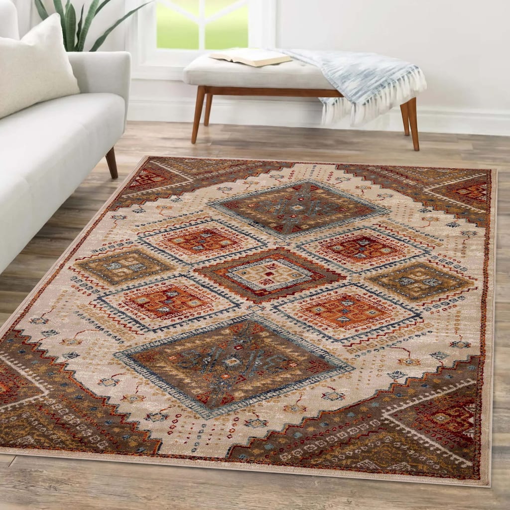 Superior Bohemian Geometric Diamonds Indoor Area Rug