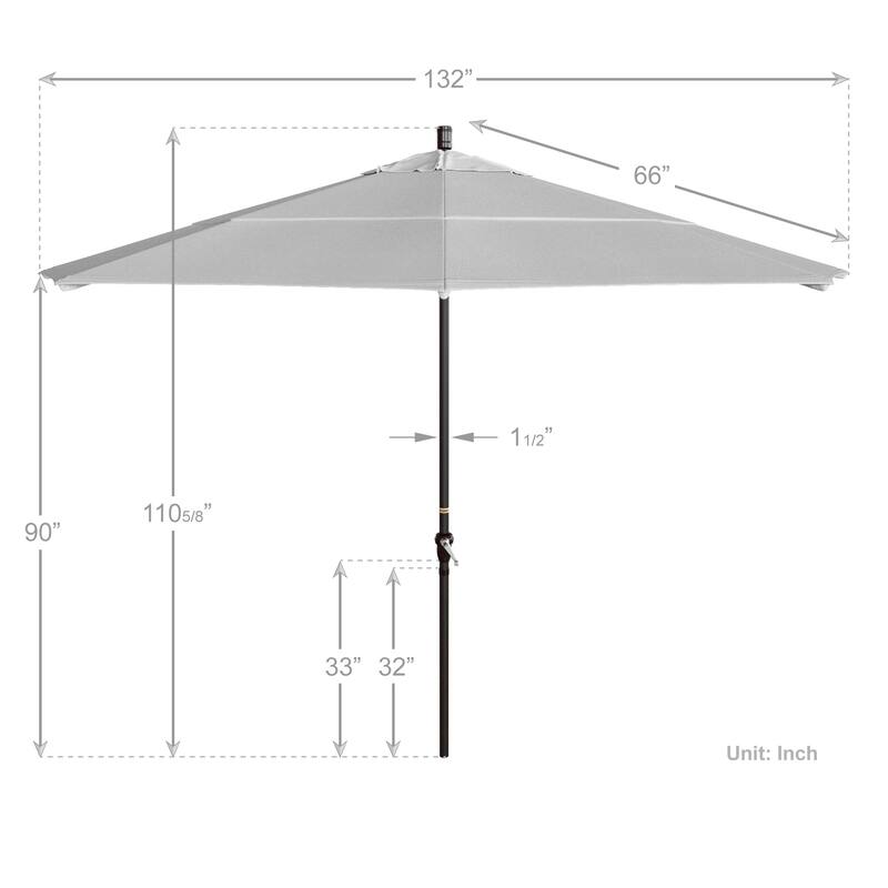 California Umbrella 11' Rd Sunset Series Patio Umbrella Bronze Aluminum Frame Crank Lift Auto Tilt With Olefin Royal Blue