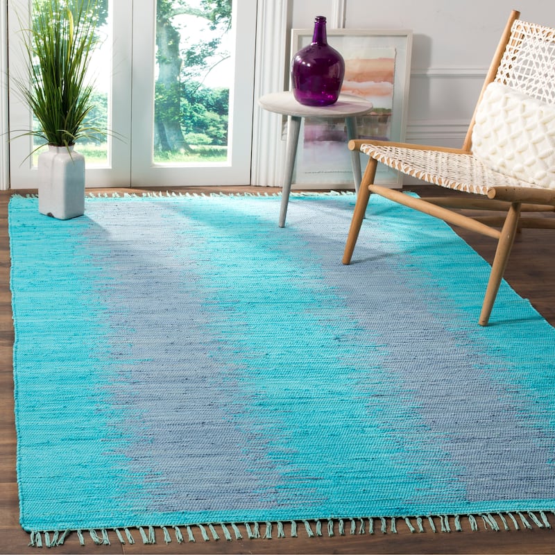 SAFAVIEH Handmade Flatweave Montauk Darcy Casual Cotton Rug - 8' x 10' - Turquoise