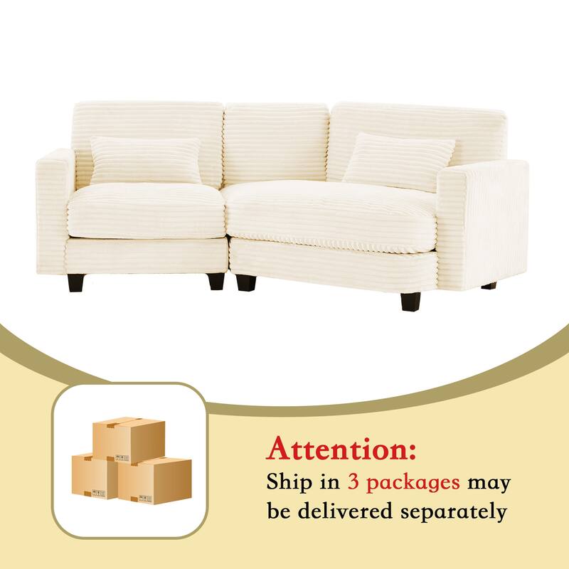 Multi-seat(3/4/5 seats) Corduroy Sectional Sofa, Modular Couch for Living Room & Business