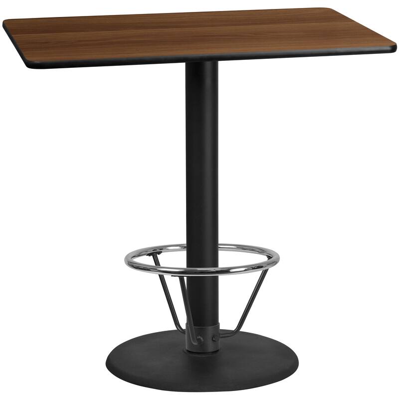 30'' x 48'' Rectangular Laminate Table Top with 24'' Round Bar Height Table Base