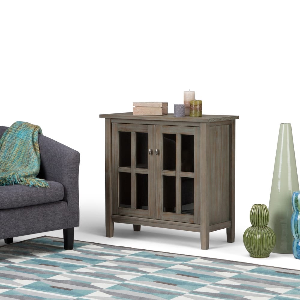 WYNDENHALL Norfolk SOLID WOOD 32 inch Wide Transitional Low Storage Cabinet - 32"w x 14"d x 31" h