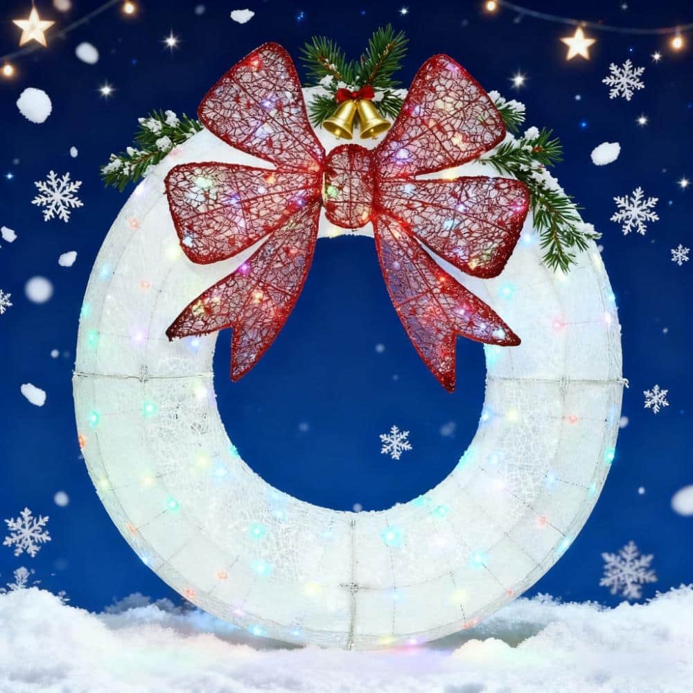 Modern Wall Decor 2-Color LED Illuminated Wreath Decoration with Timer Function, for Indoor and Outdoor Use