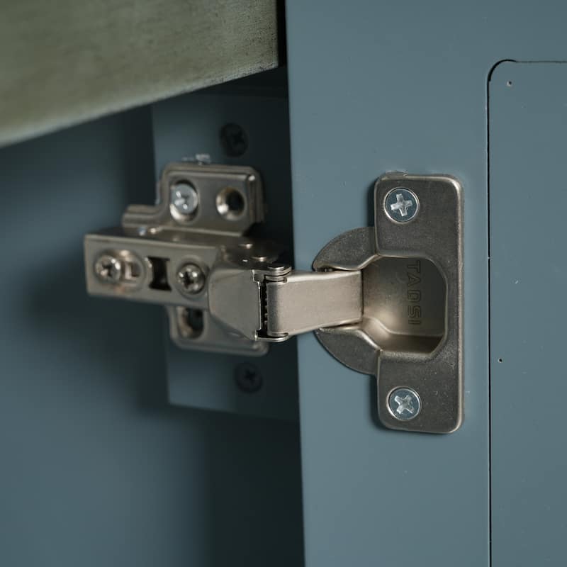 30" Bathroom Vanity with Rectangle Ceramic Sink, Antique Handles and 2 Doors, Solid Wood Legs and Adjustable shelves
