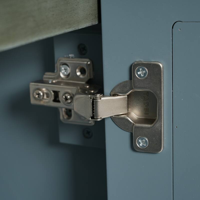 Bathroom Vanity with Sink and 2 Doors, Bathroom Cabinet with Adjustable Shelf, Restroom Vanity with Rubber Wood Legs