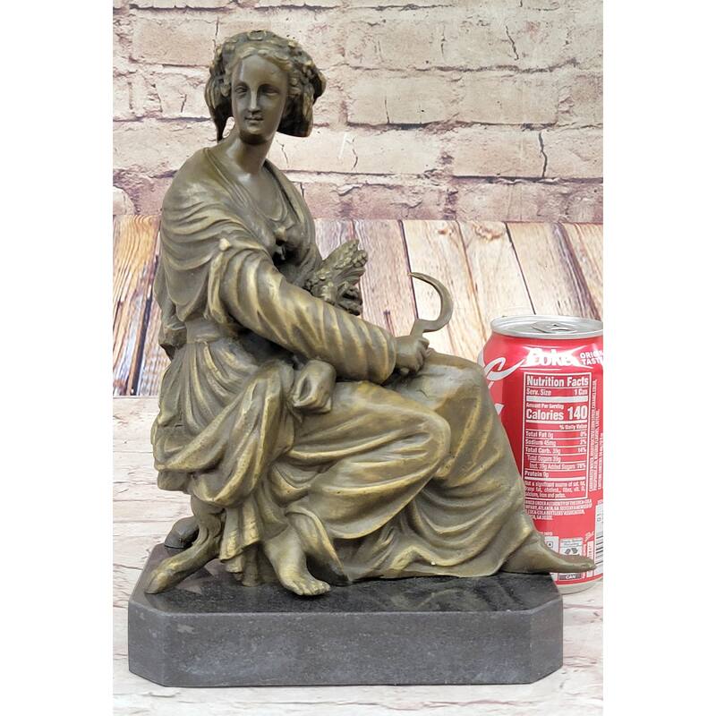 Signed Moreau Victorian Girl Farmer Harvest Bronze Sculpture Figurine Figure Art