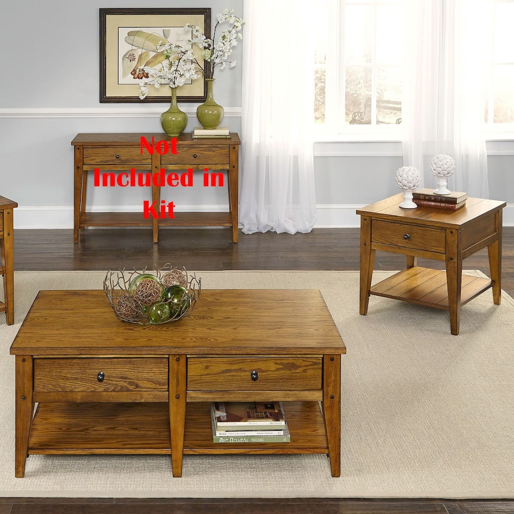 Lake House Oak 3 Piece Set (1-Cocktail 2-End Tables)