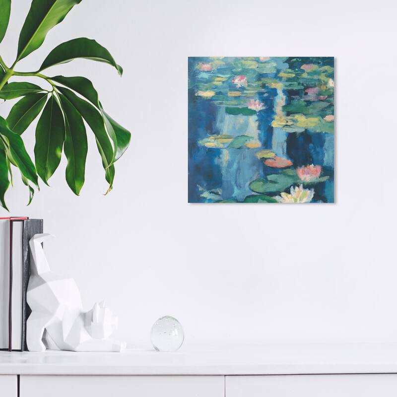 Wynwood Studio Canvas Floral and Botanical The Lily Pond Impressive Blue and Modern & Contemporary Wall Art Canvas Print - 12 x 12