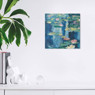 Wynwood Studio Canvas Floral and Botanical The Lily Pond Impressive Blue and Modern & Contemporary Wall Art Canvas Print