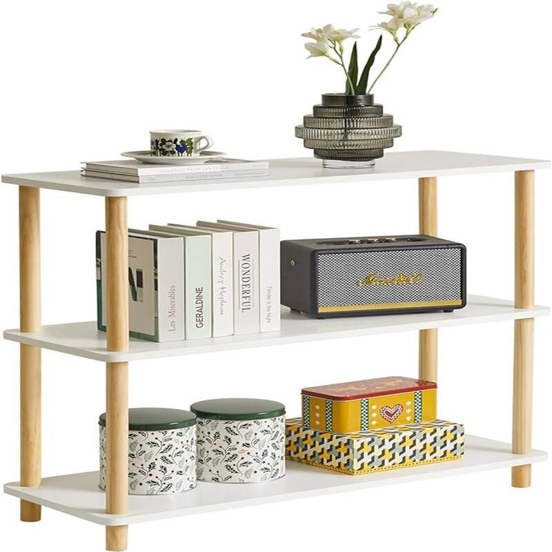 Wooden Open Bookcase - 33"D x 4.7"W x 14.1"H - 3-Tier white