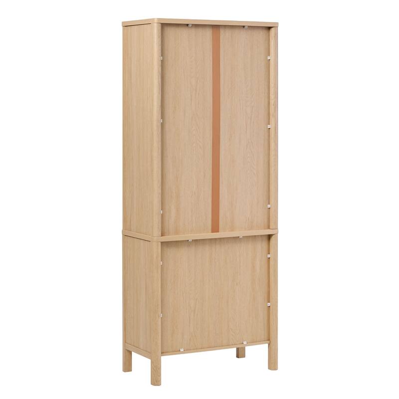 Walker Edison Modern Fluted Glass Bookshelf Cabinet with Drawers