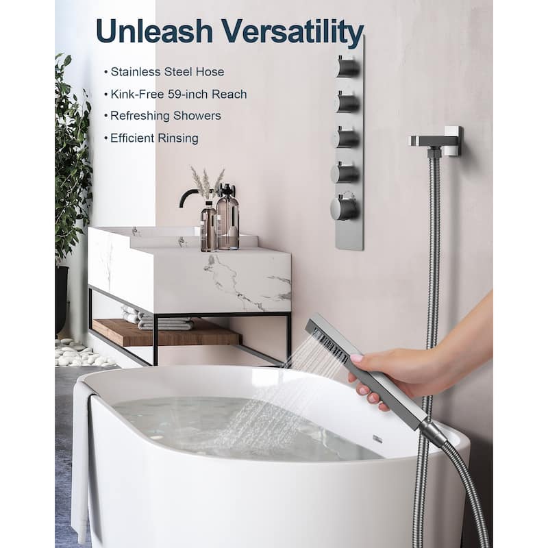 GRANDJOY LED Music Shower System 20" Shower Head with 3 Body Jets