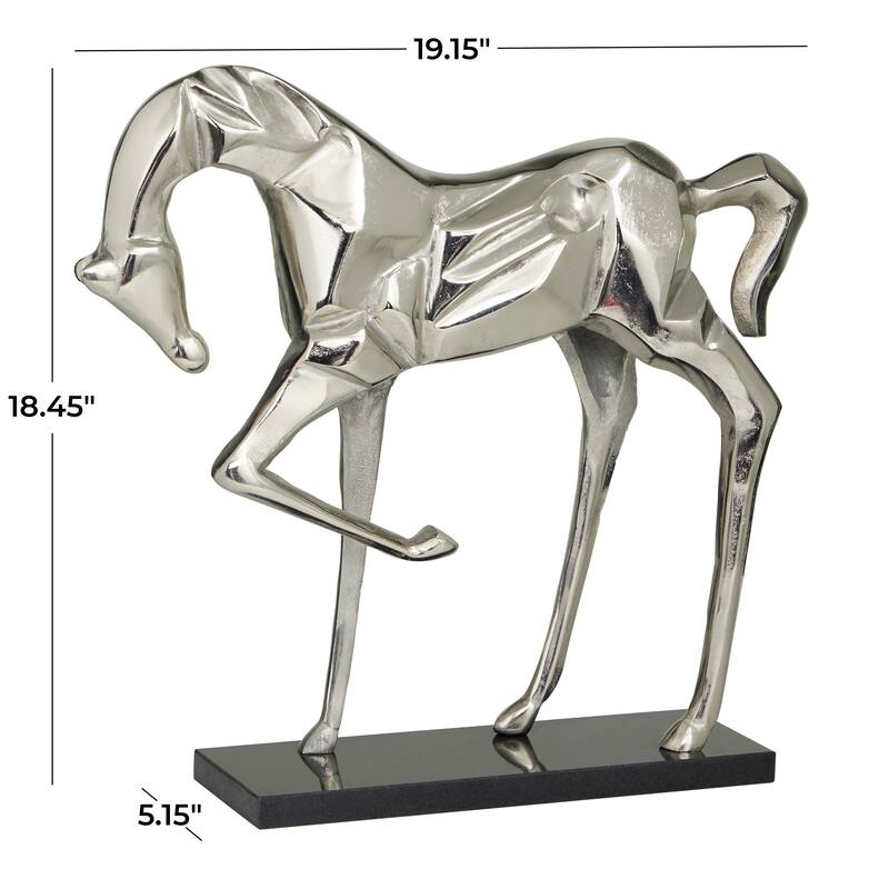 Majestic Aluminum Metal Horse Sculpture - Silver, Gold, Black