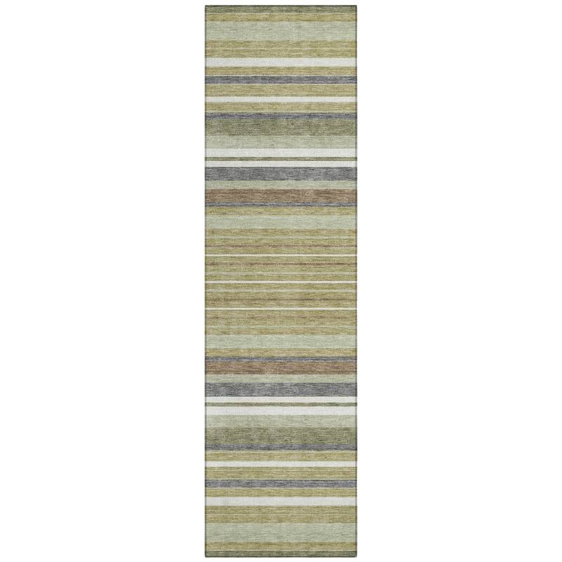 Machine Washable Indoor/ Outdoor Modern Stripes Chantille Rug