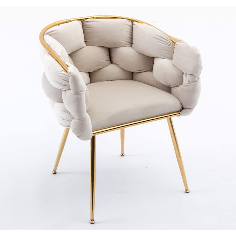 Simple Leisure Velvet Accent Chair Dresser Stool Set of 2, with Gold Metal Foot