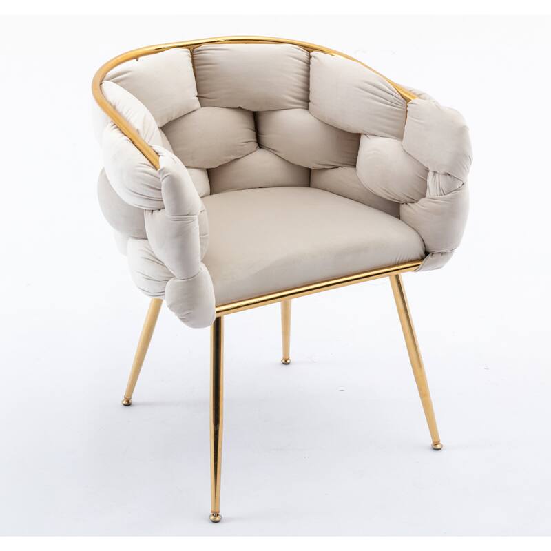 Velvet Dressing Chair Club Chair Side Chair Beige Single Sofa Chair