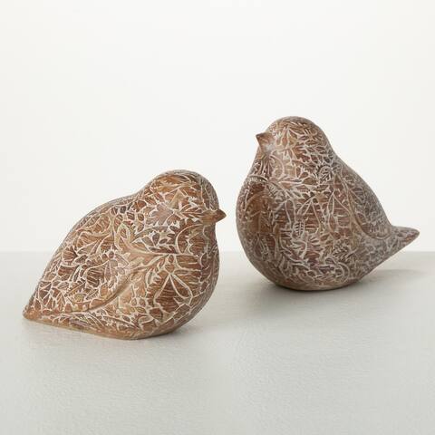 Sullivans 5 in. Glazed Ombre Bird Figurines - Set of 2; Brown