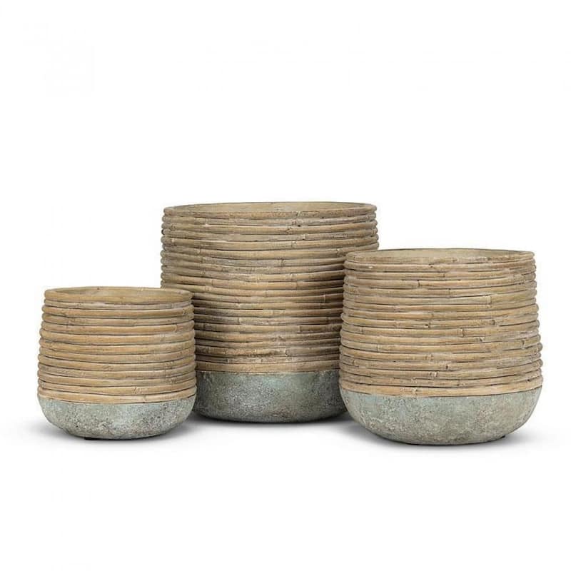 Rattan Wrap Look Planter - Multi