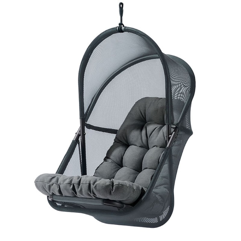 Bery Outdoor Swing Chair with Foldable Stand, Dark Gray Cushion
