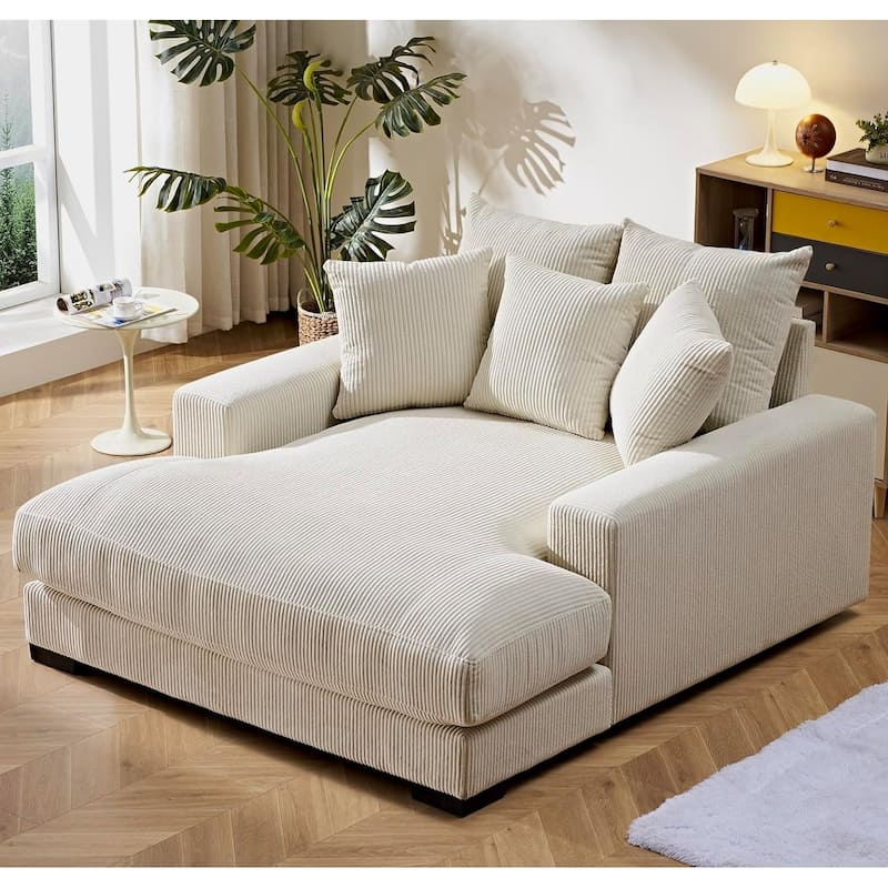 Corduroy Upholstered Chaise Lounge Living Room Chair
