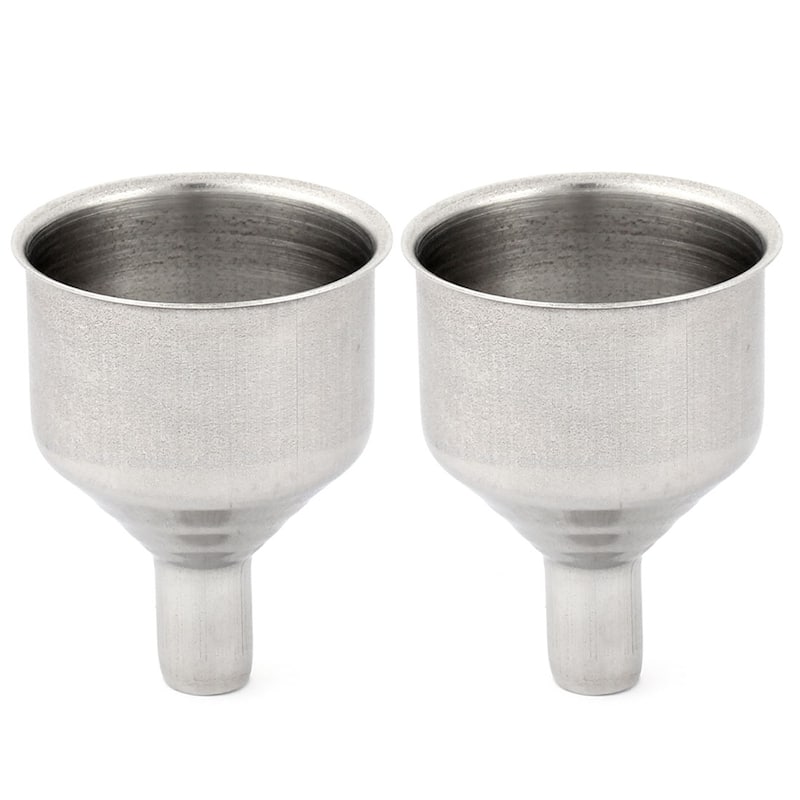 Stainless Steel Essential Oil Bottle Flask Transfer Mini Funnel 2pcs - Silver - 2" x 1.5"(H*Max.D)