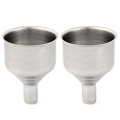 Stainless Steel Essential Oil Bottle Flask Transfer Mini Funnel 2pcs - Silver - 2" x 1.5"(H*Max.D)