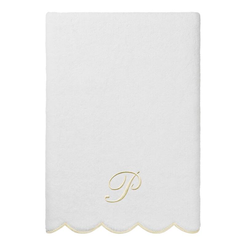 Authentic Hotel and Spa 100% Turkish Cotton Beige ADORNIA Scallop Personalized 3 Piece Towel Set - 3 Piece Set