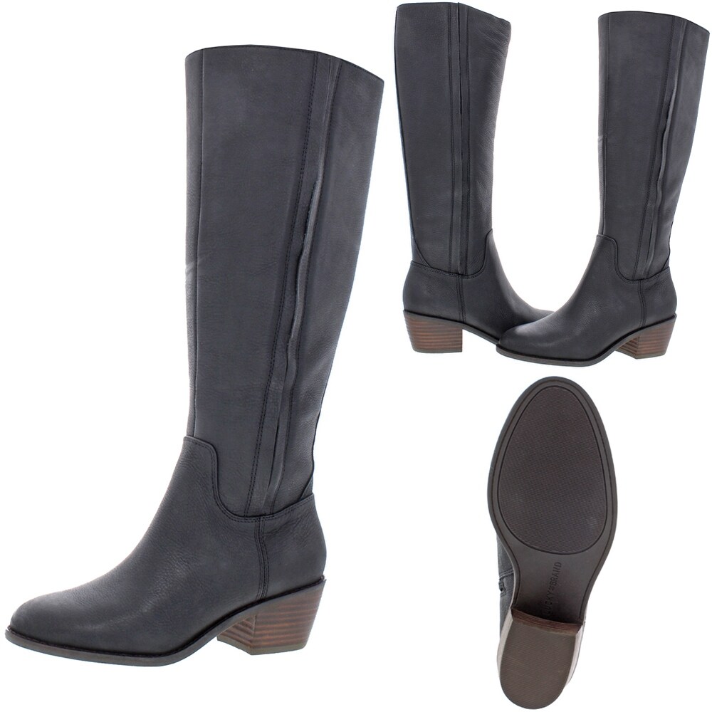 stacked heel tall boots